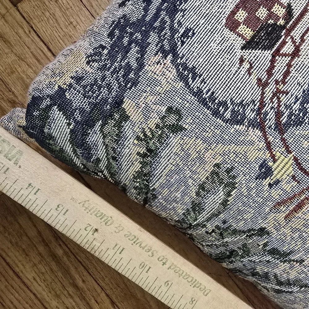 Tapestry Throw Pillow Snowman Birdhouse Christmas 15